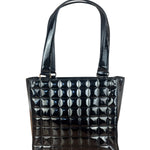 Chanel Vintage Black Patent Leather Chocolate Bar Tote Bag 2002
