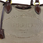 Prada Vintage Jacquard Logo Tote Brown