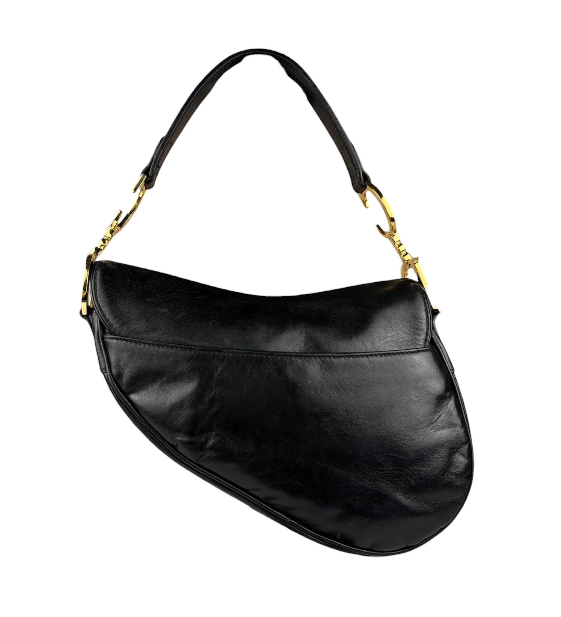 Christian Dior Black Calfskin Saddle Shoulder Bag