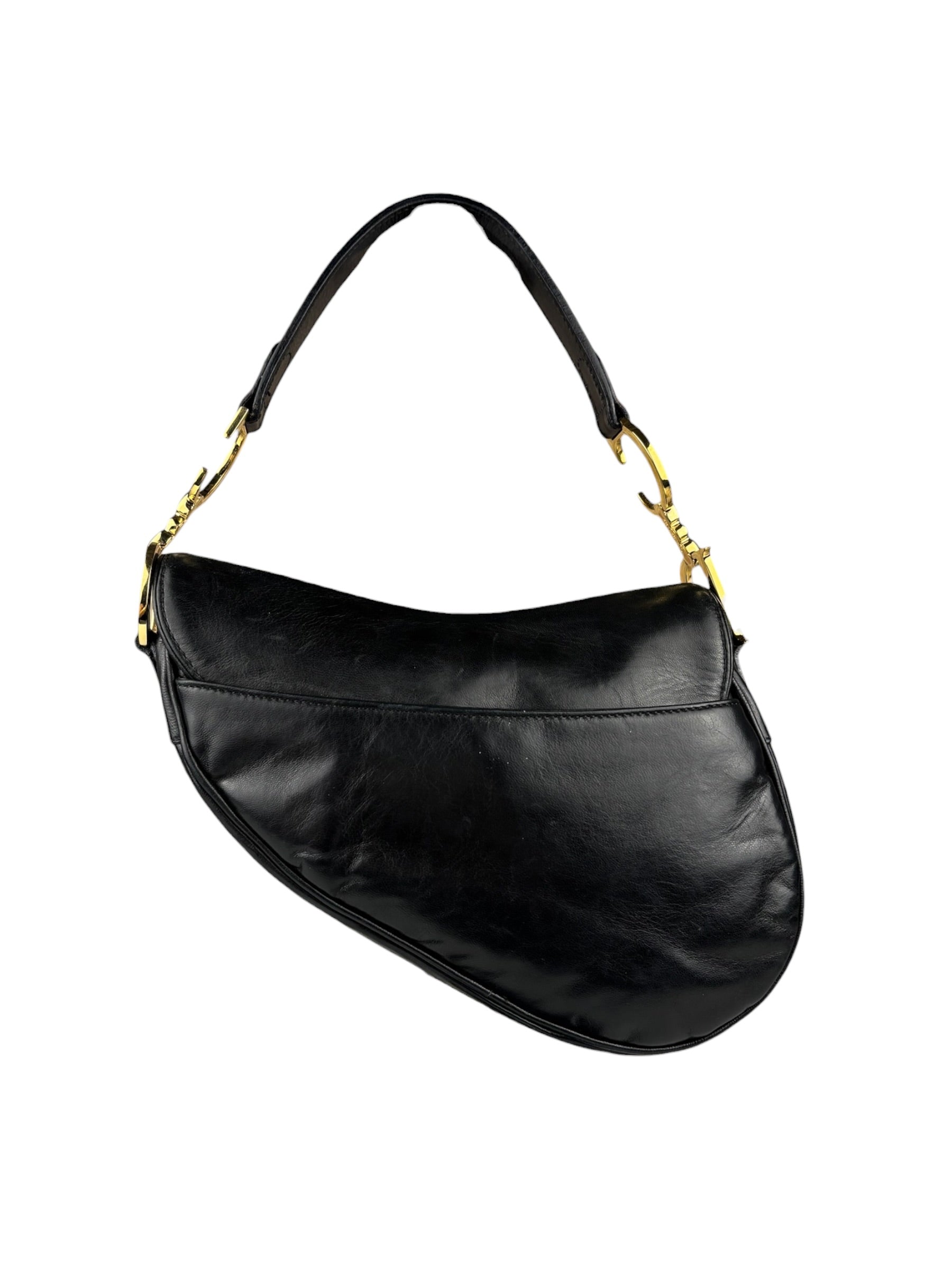 Christian Dior Black Calfskin Saddle Shoulder Bag