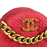 Chanel 19 Round Pink Tweed Chain Shoulder Bag