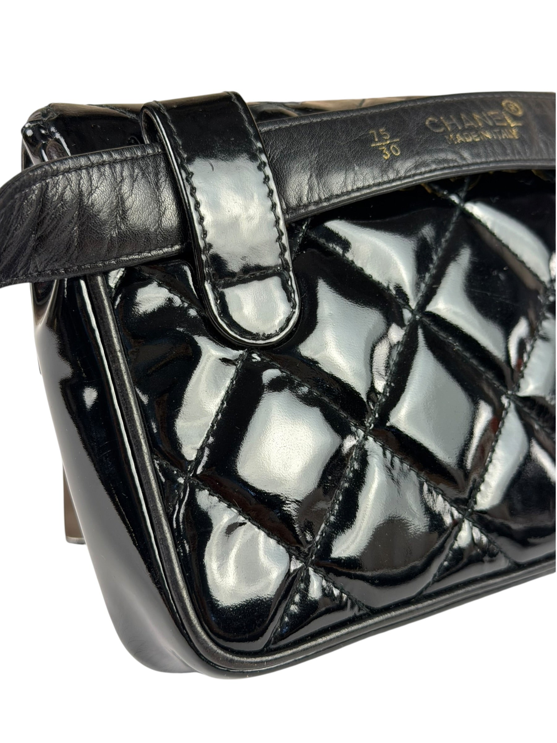 Chanel Black Patent Leather Belt Bag 1995