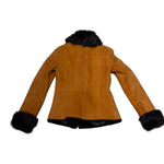 Armani Orange Suede Fur Lined Zip Up Jacket