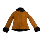 Armani Orange Suede Fur Lined Zip Up Jacket