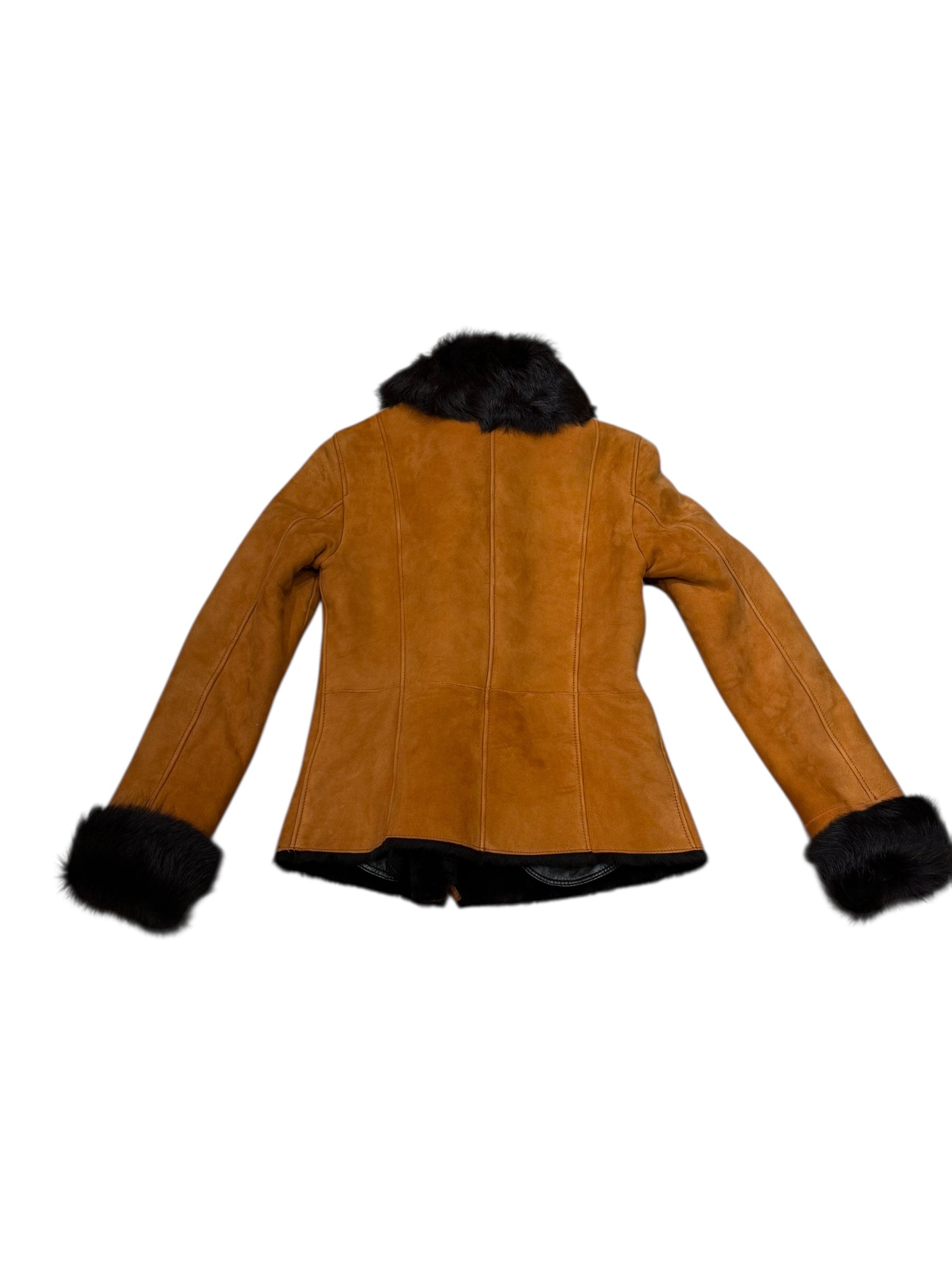 Armani Orange Suede Fur Lined Zip Up Jacket