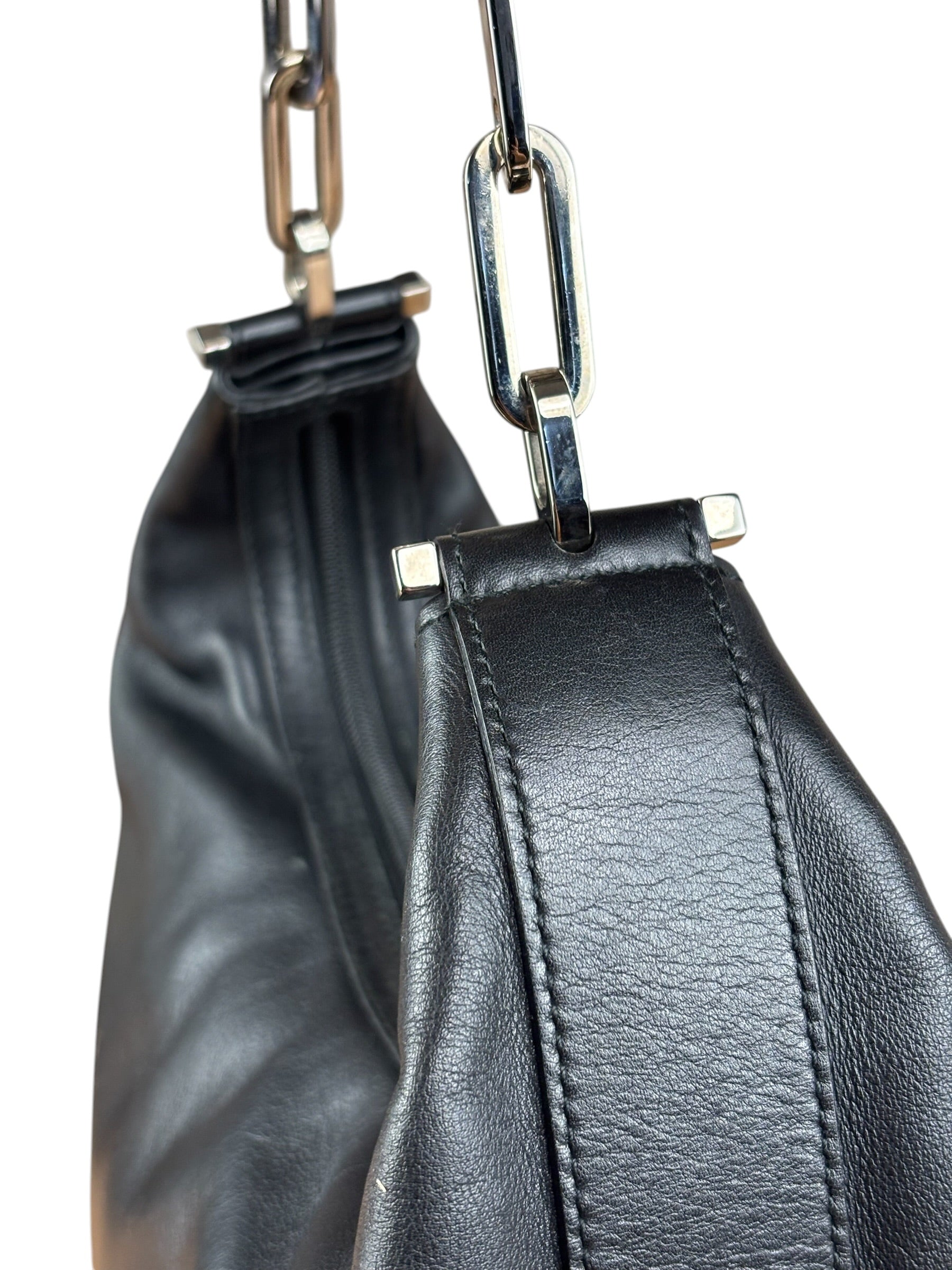 Gucci Black Leather Chain Hobo Bag
