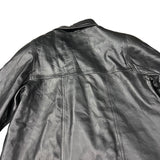 Vintage Black Vegan Leather Long Coat