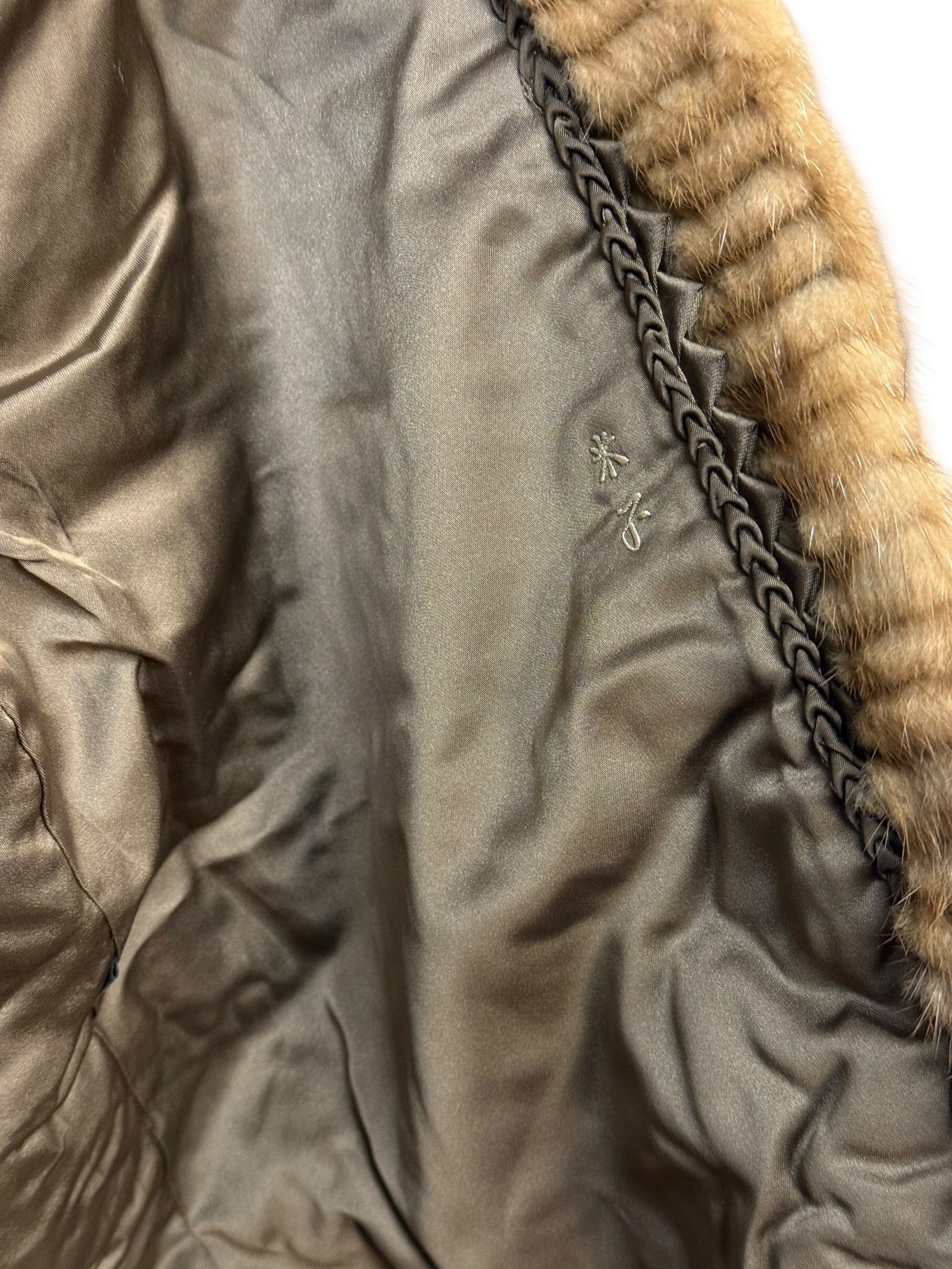 Vintage Brown Leather Lined Fur Coat