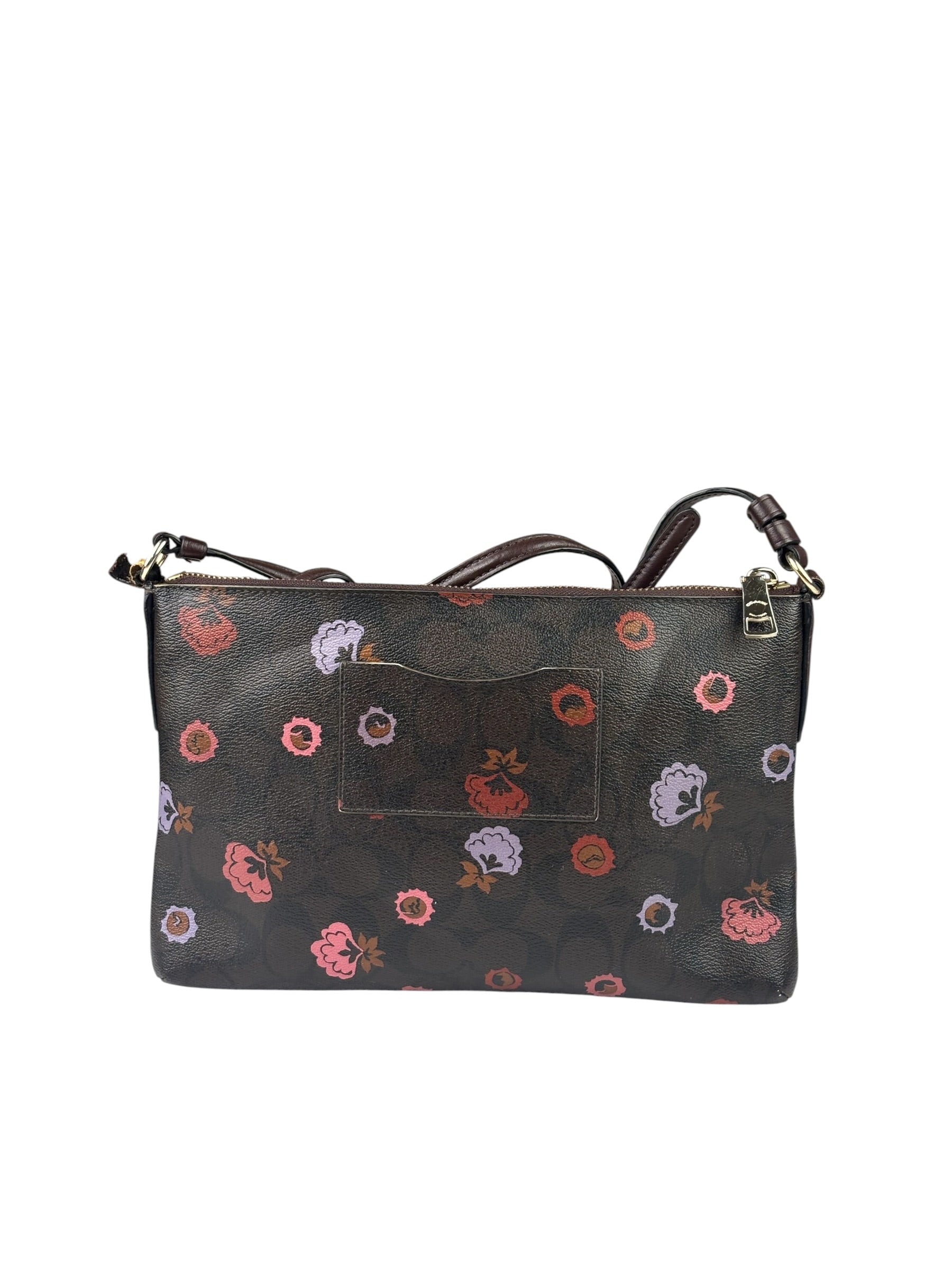 Coach Brown Leather Ranch Floral Crossbody Bag