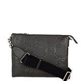 Gucci Black Leather Medium Jumbo GG Pouch/Messenger Crossbody Bag