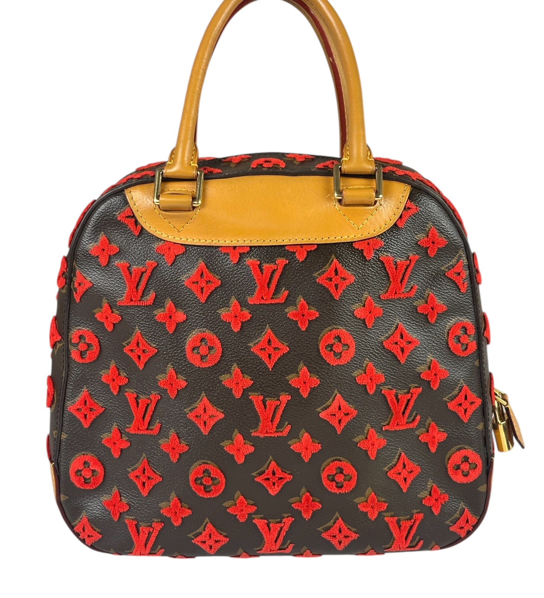 Louis Vuitton Red Tuffetage Cube Monogram Deauville