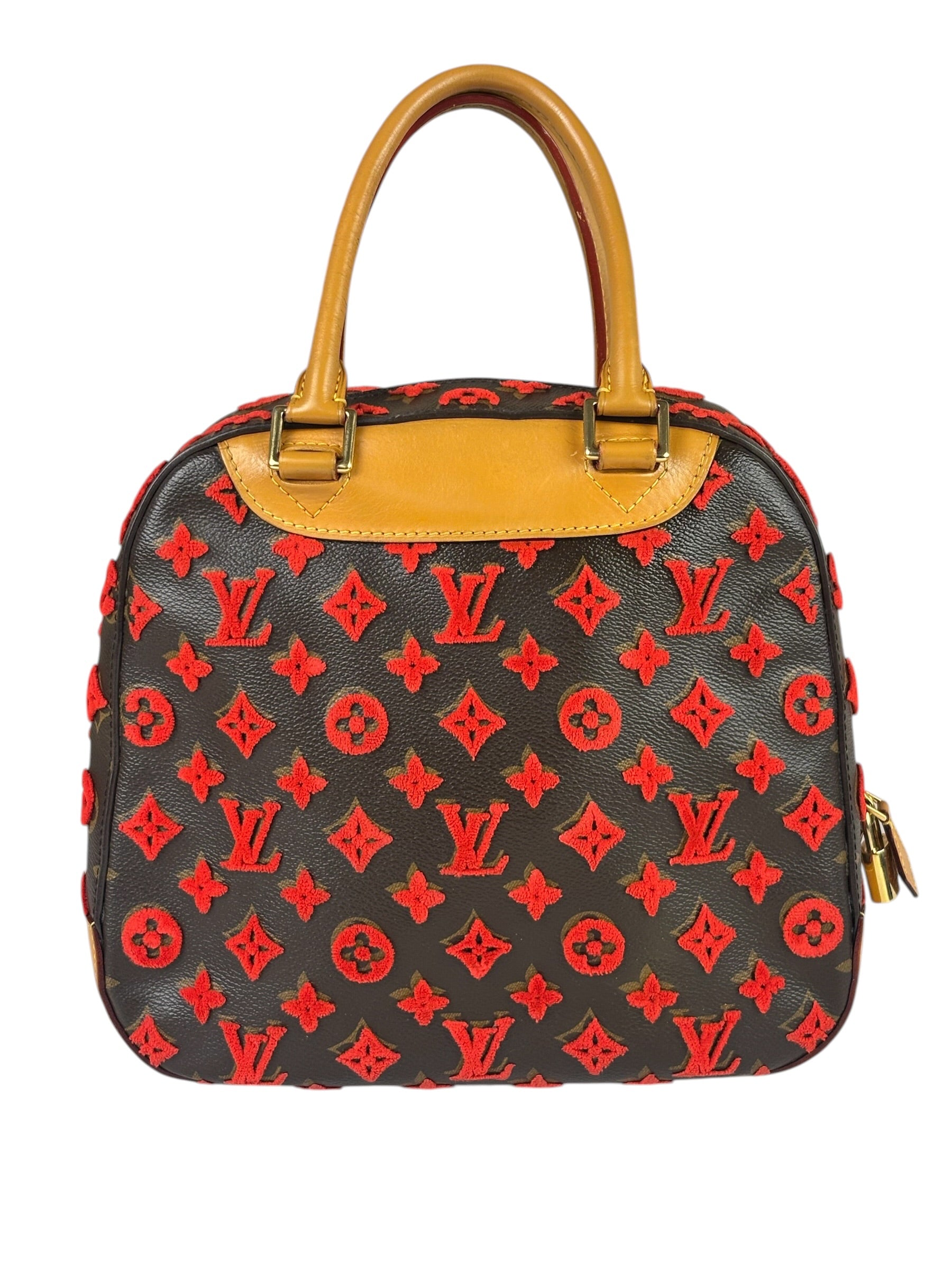 Louis Vuitton Red Tuffetage Cube Monogram Deauville