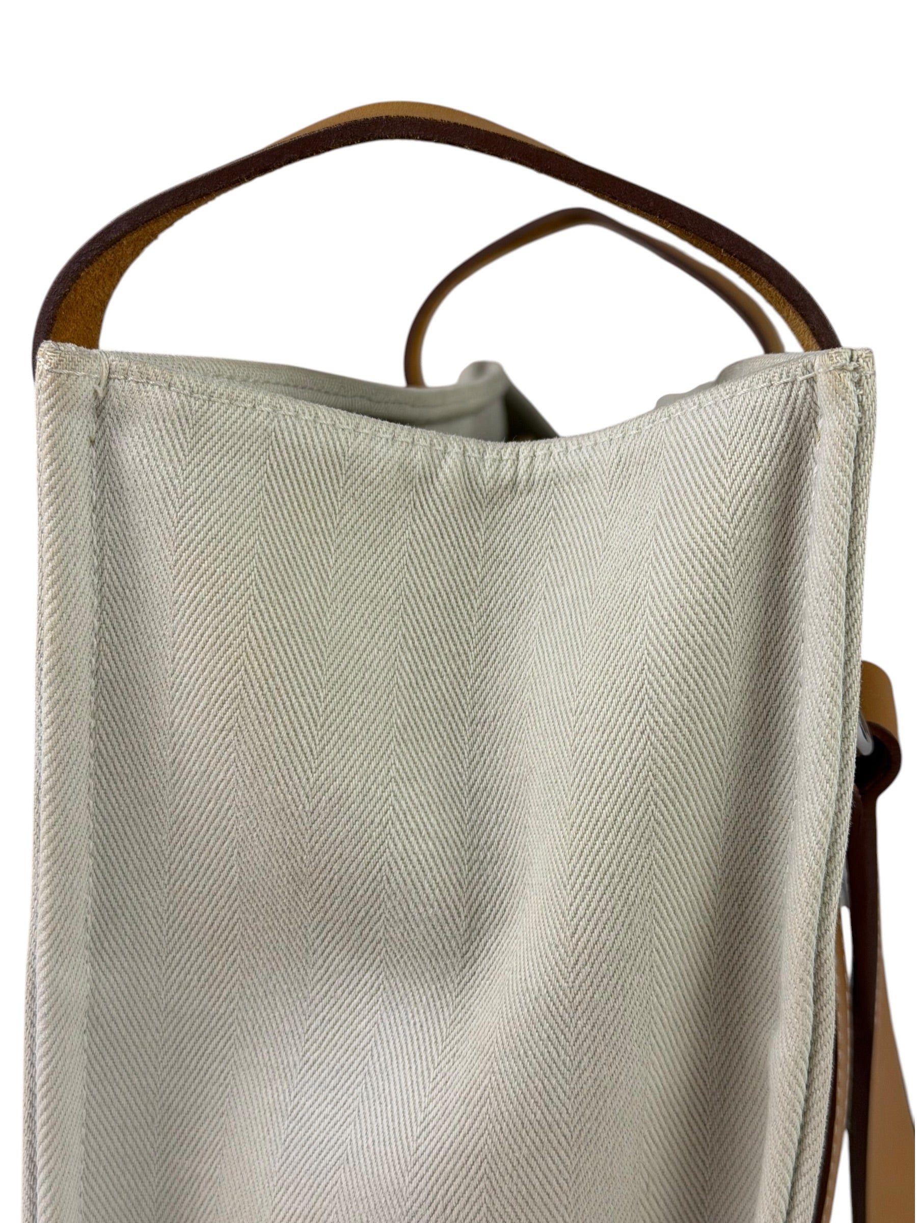 Hermes Beige/Brown Leather Trim Cabalicol Tote