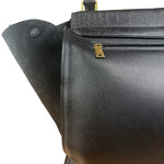 Celine Black Croc- Embossed Leather Trapeze Handbag