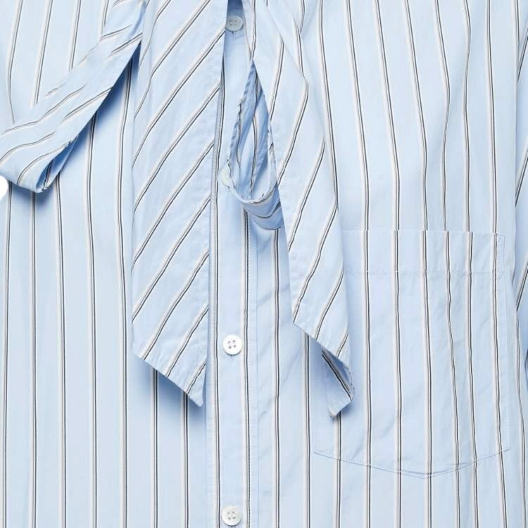 Balenciaga Oversized Striped Back Logo Button Down Shirt