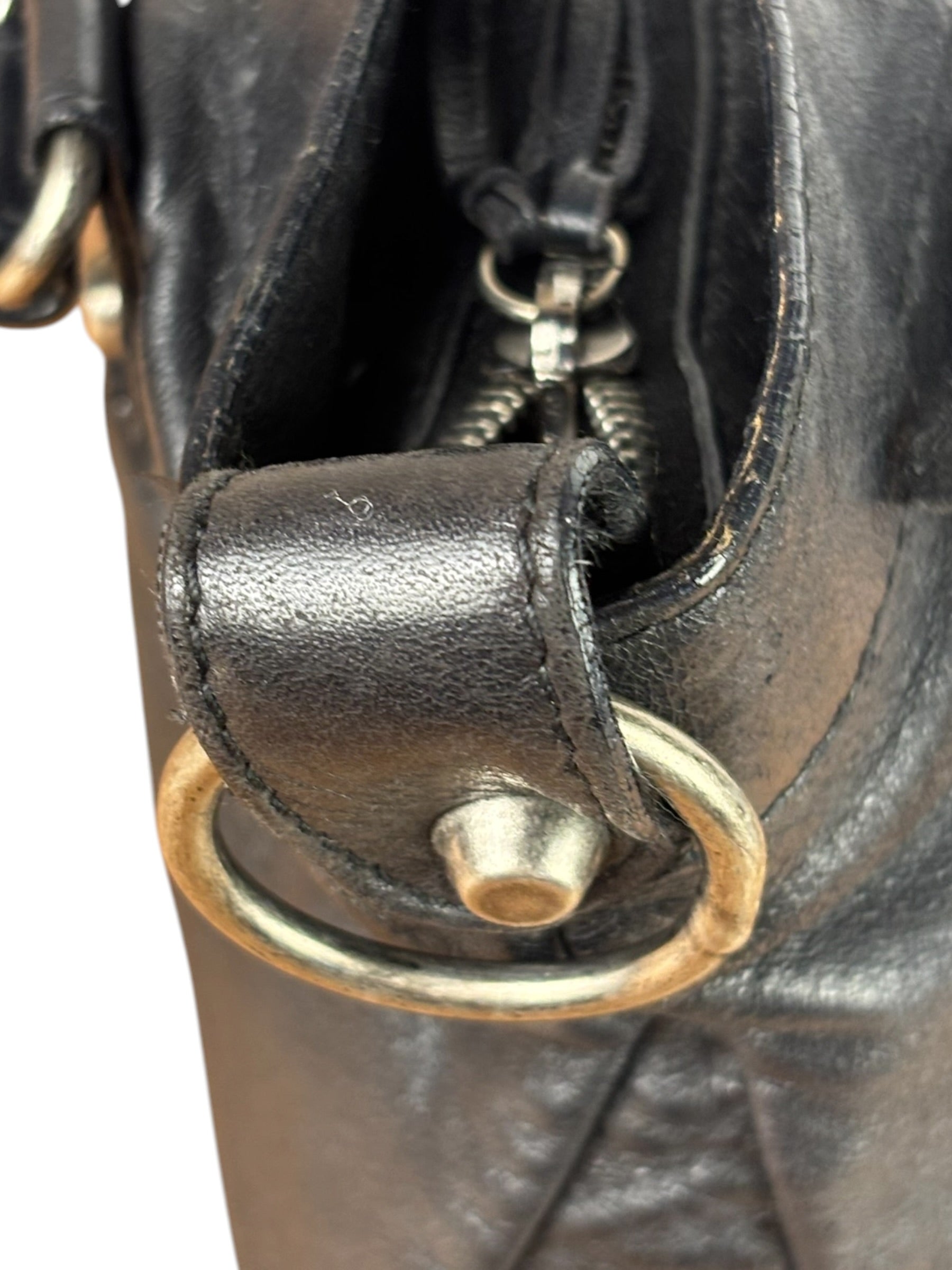 Balenciaga Black Leather Moto City Two-Way Bag