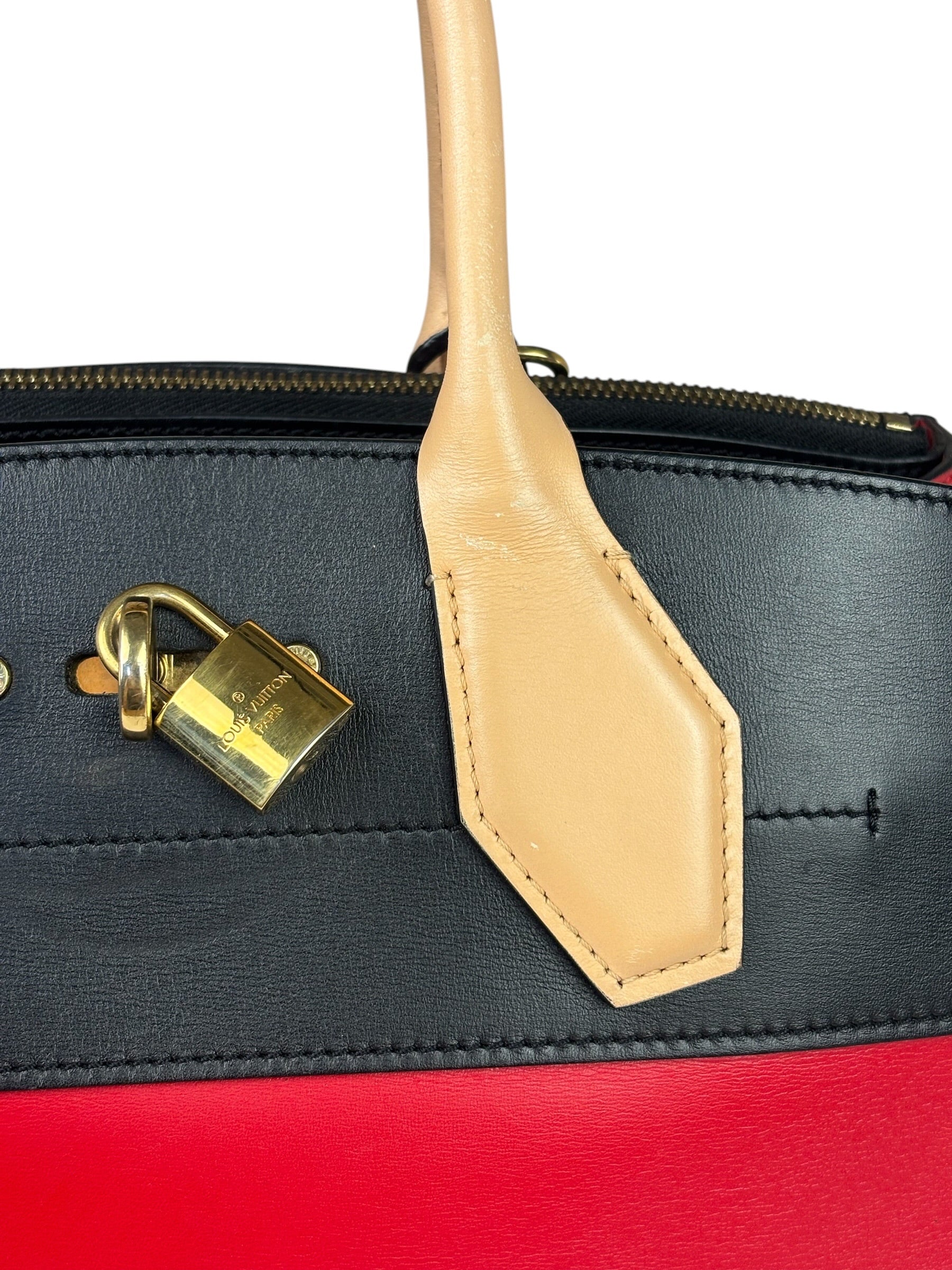 Louis Vuitton Red Leather City Steamer Handbag MM