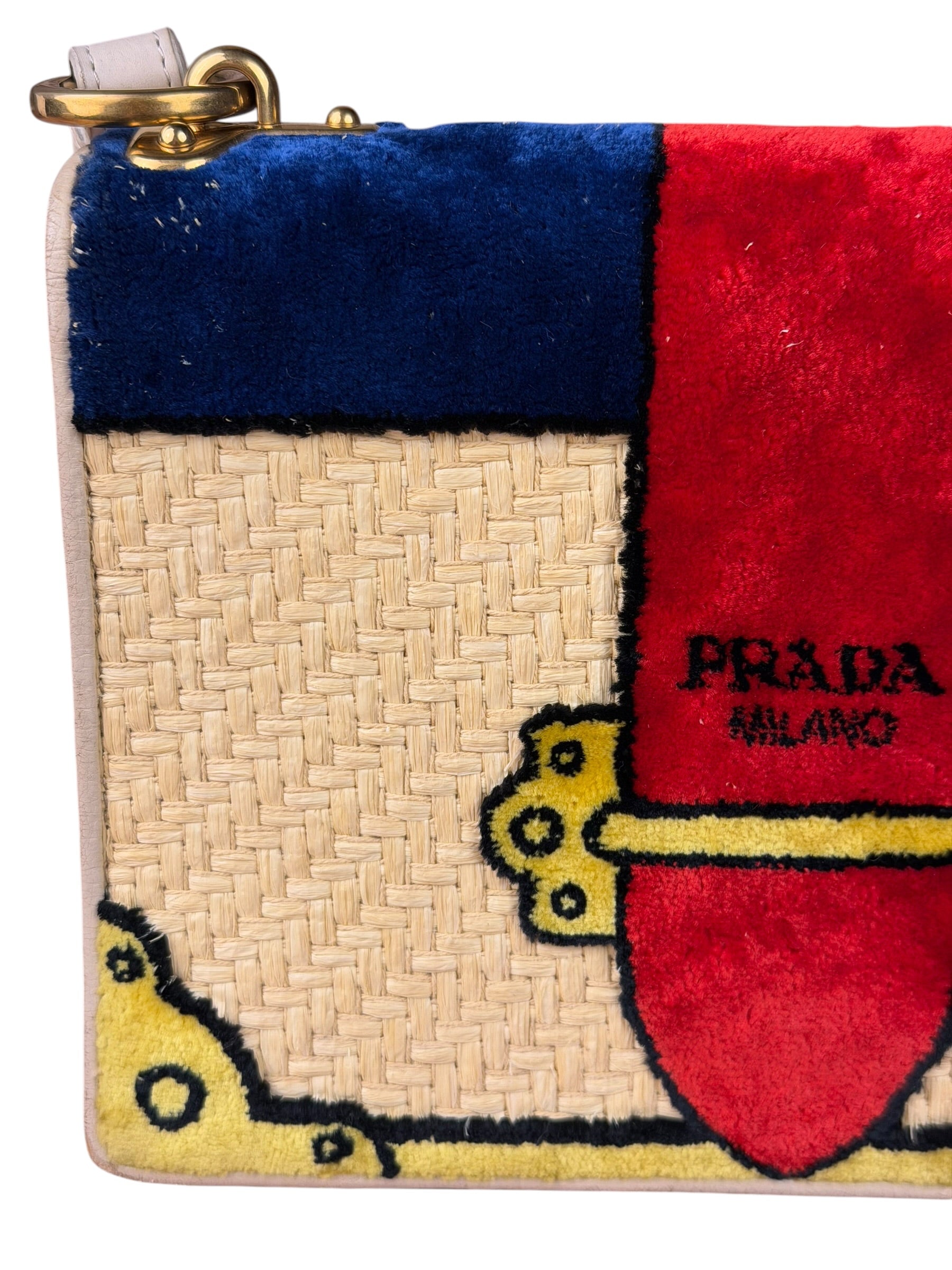 Prada Multicolor Velvet/Leather Trim Trompe L'oeil Cahier Crossbody Bag