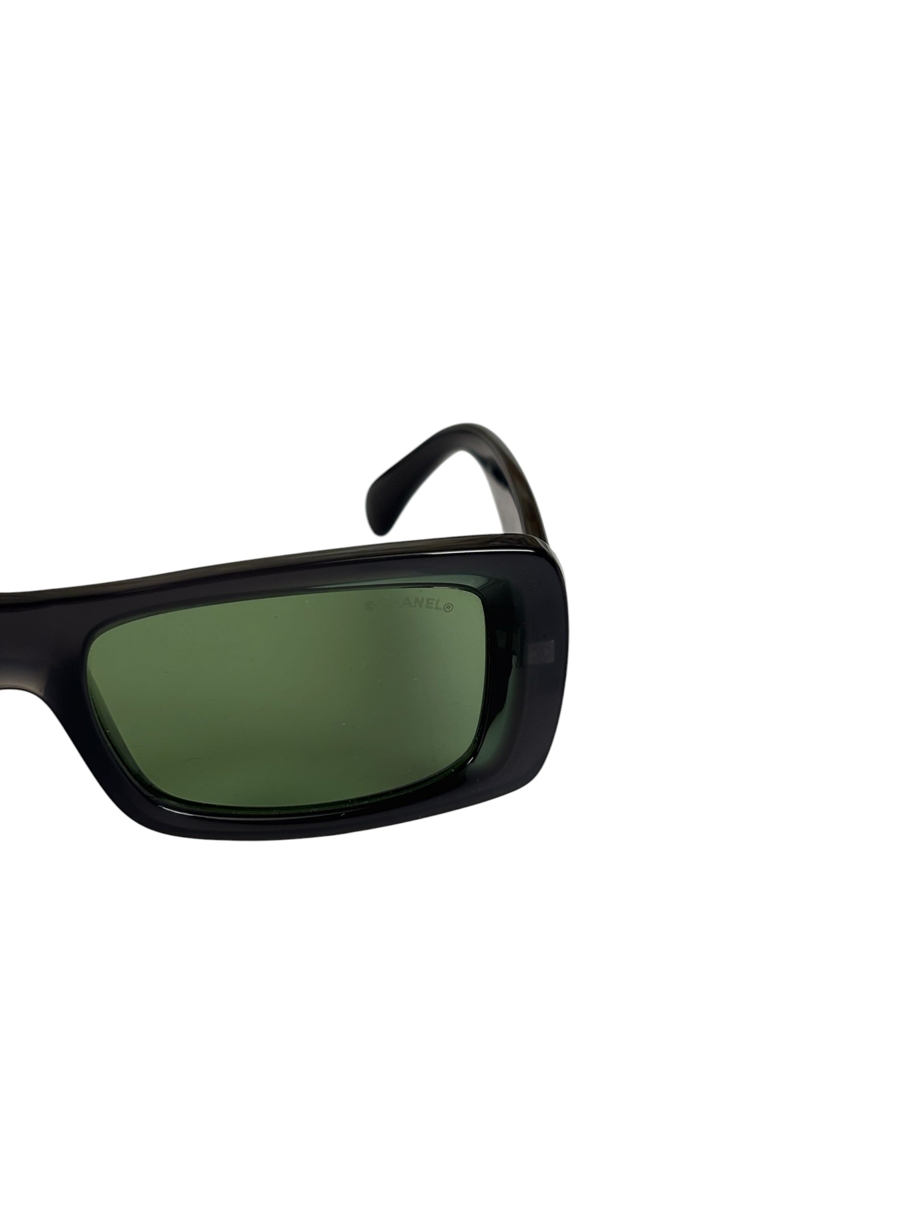 Chanel Grey/Green Rectangular 71687A Sunglasses