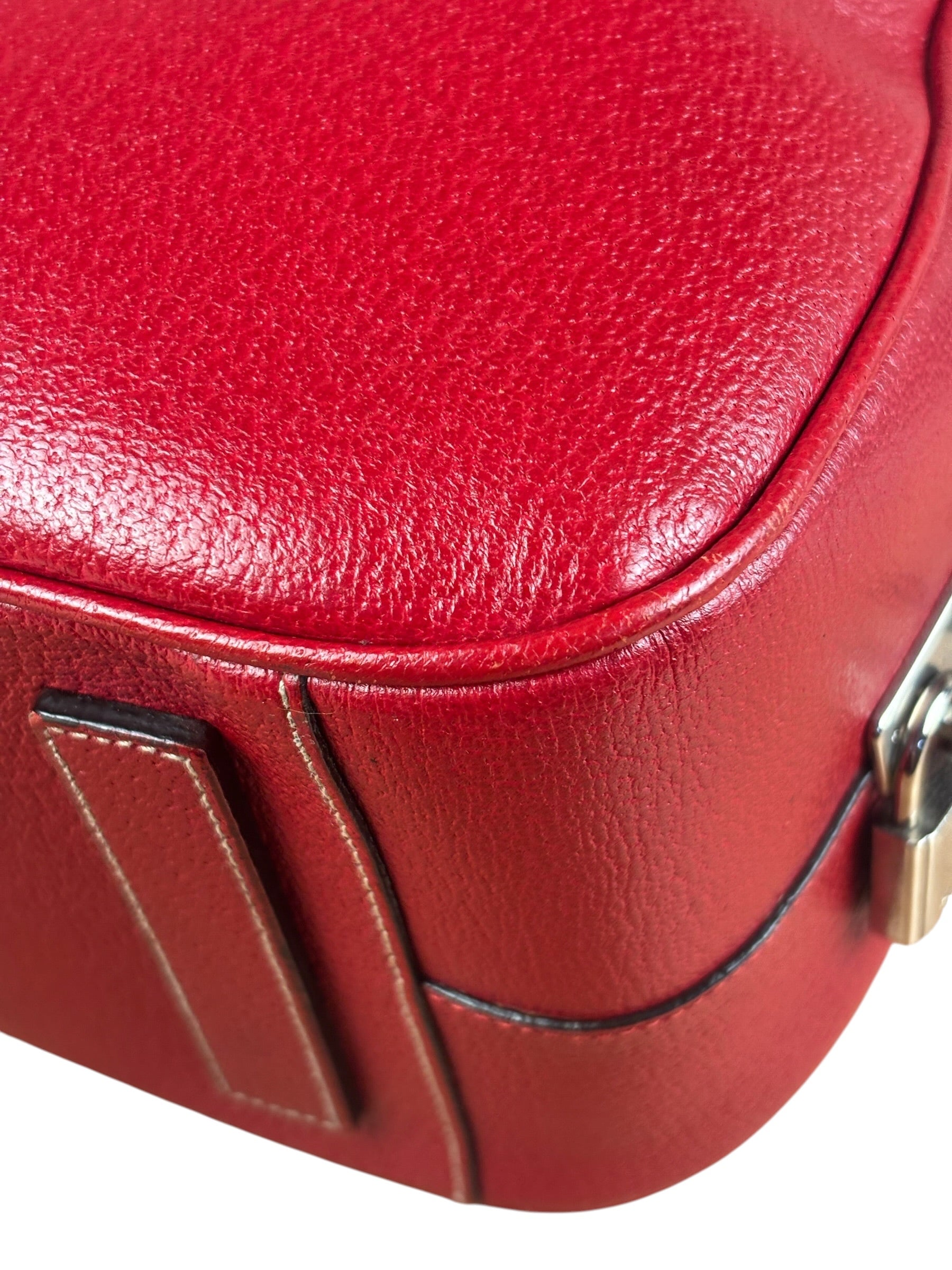 Prada Red Leather Bowling Shoulder Bag