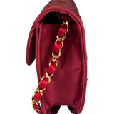 Chanel Vintage Two Tone Red Satin Flap 1989