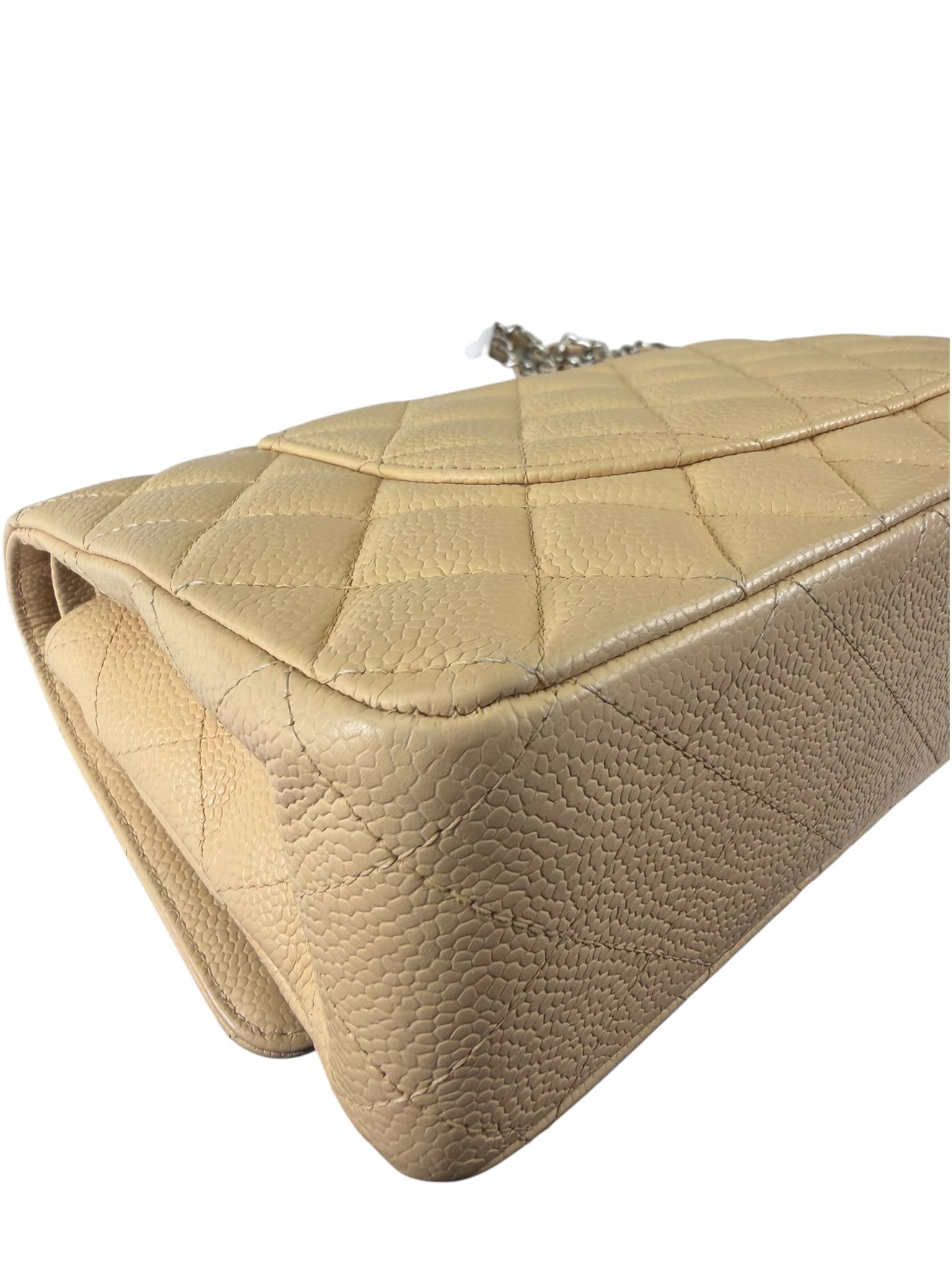 Chanel Beige Quilted Caviar Double Flap 2009