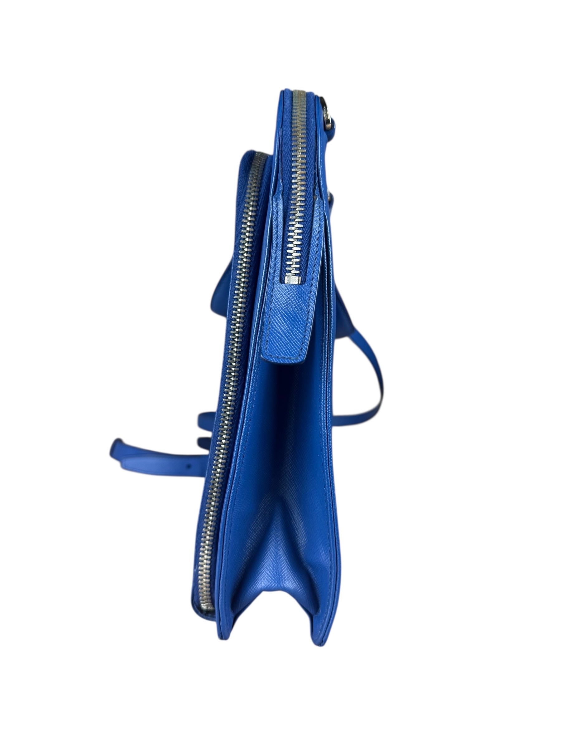 Prada Blue Saffiano Leather 2Way Briefcase Bag