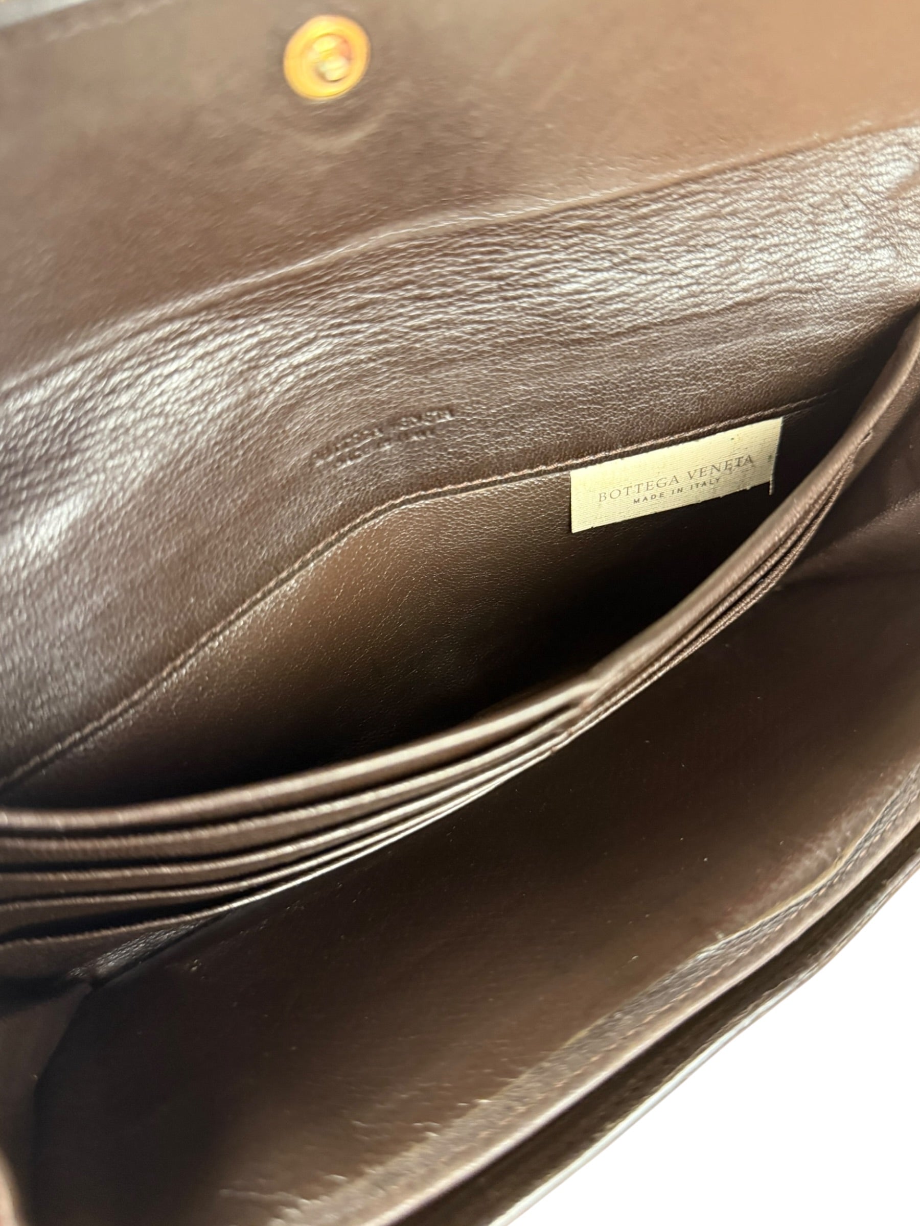 Bottega Veneta Vintage Brown Intrecciato Long Wallet
