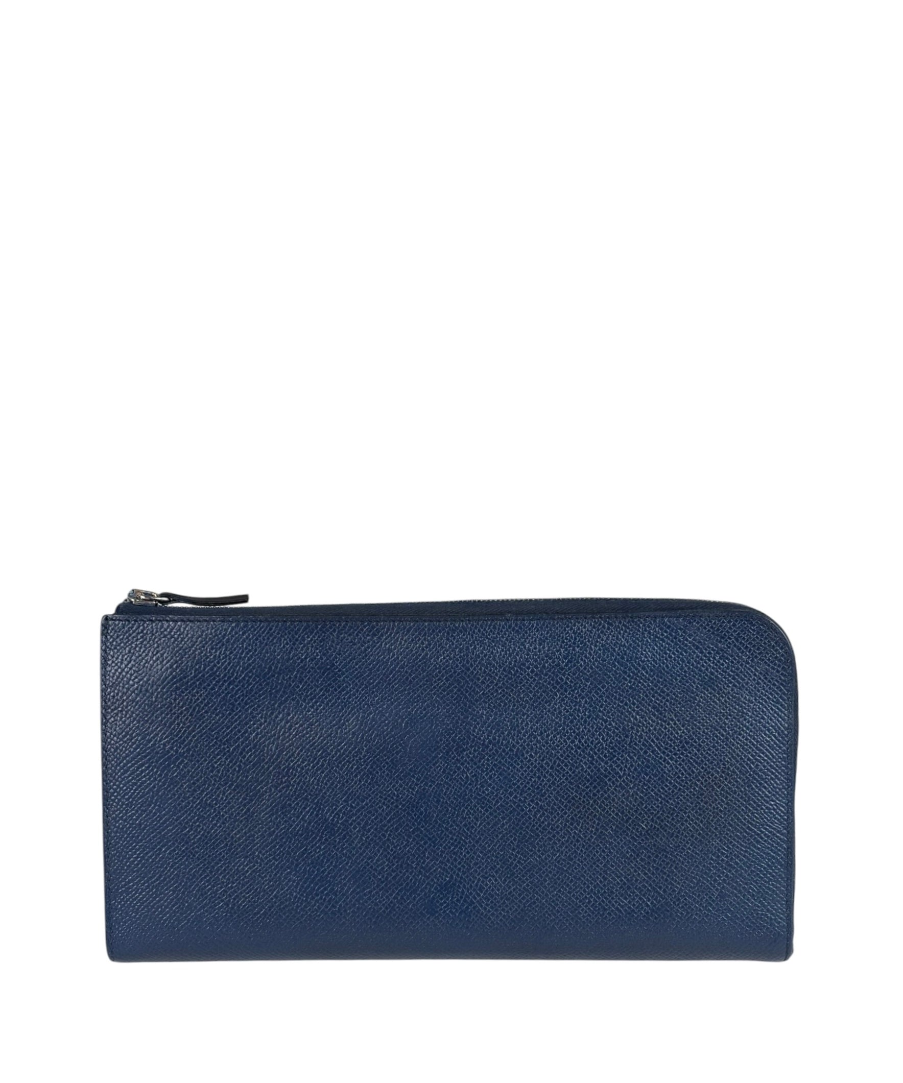 Hermes Navy/Burgundy Silk'In Classique Long Wallet