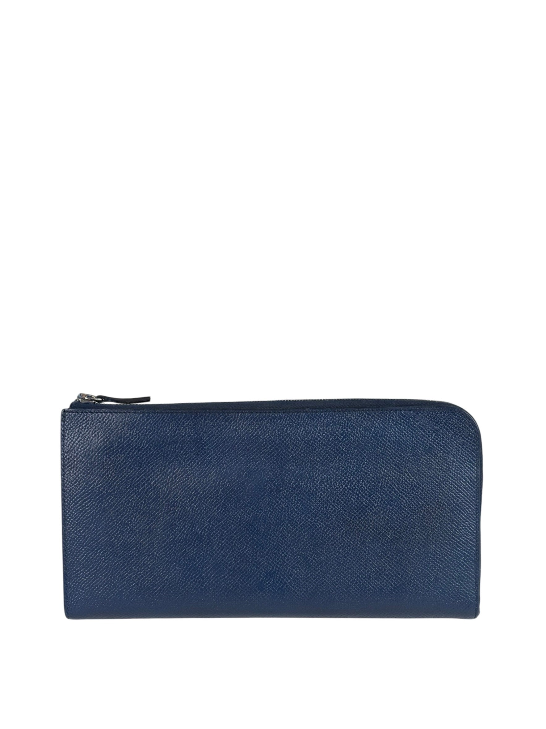 Hermes Navy/Burgundy Silk'In Classique Long Wallet