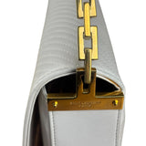 YSL White Chevron Quilted Babylone Chain Flap Shoulder Bag