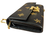 Gucci Leather Bees Padlock Continental Wallet On Chain Black