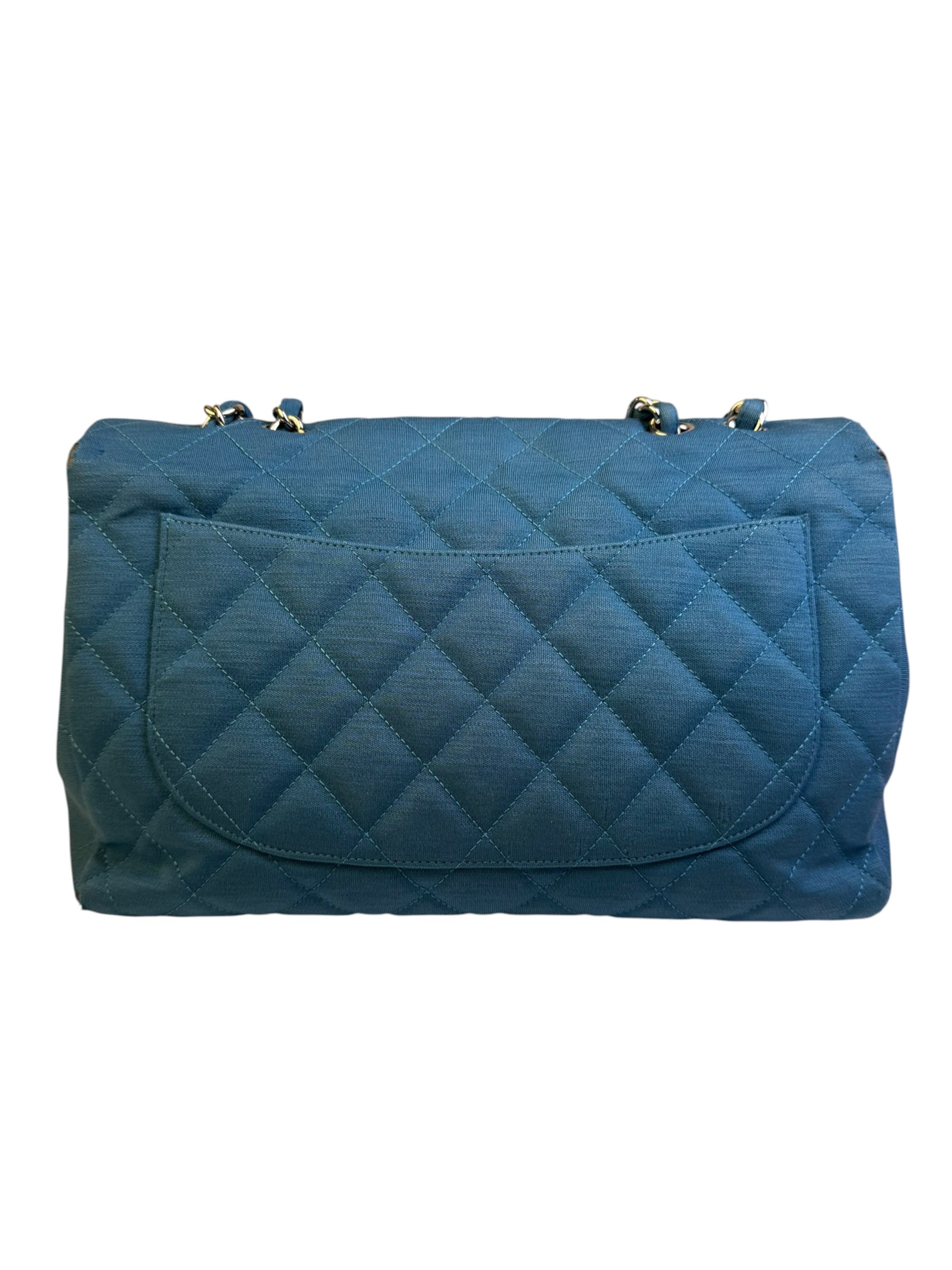 Chanel Teal Blue Jersey Large Flap Bag 2009