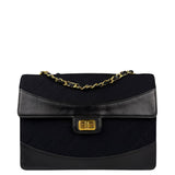 Chanel Jersey Quilted Mademoiselle Lock Flap Bag 1989
