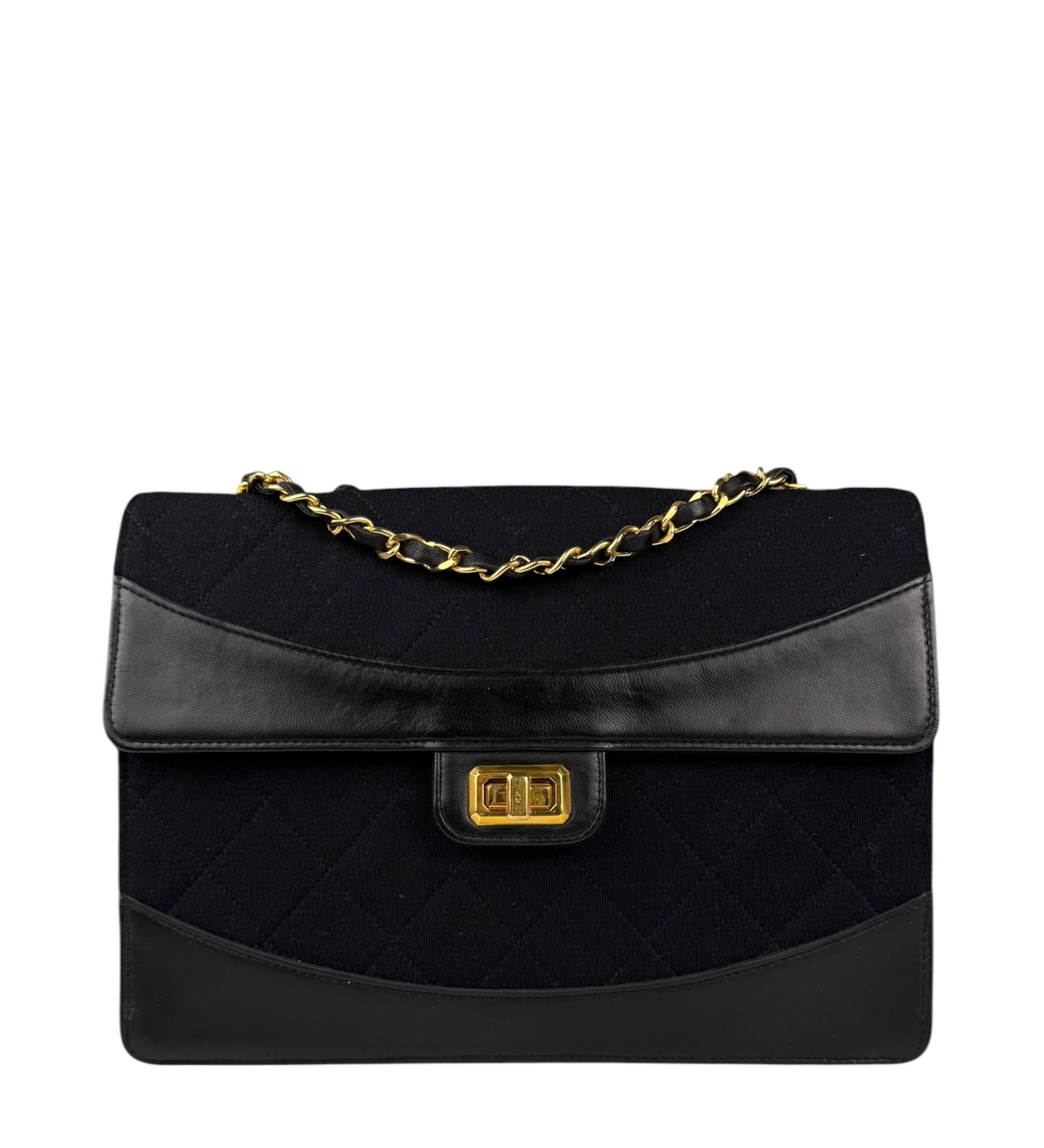 Chanel Jersey Quilted Mademoiselle Lock Flap Bag 1989