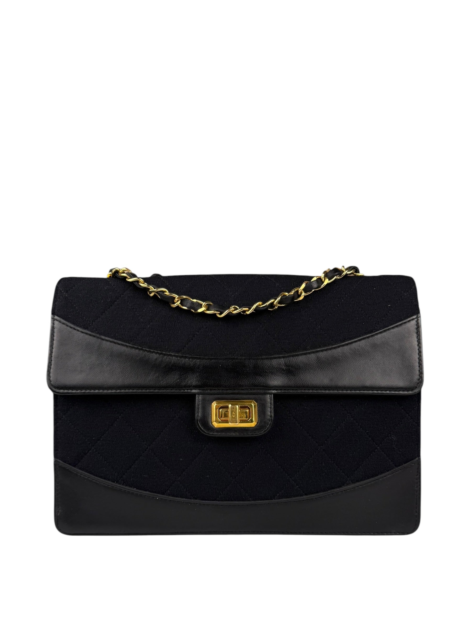Chanel Jersey Quilted Mademoiselle Lock Flap Bag 1989
