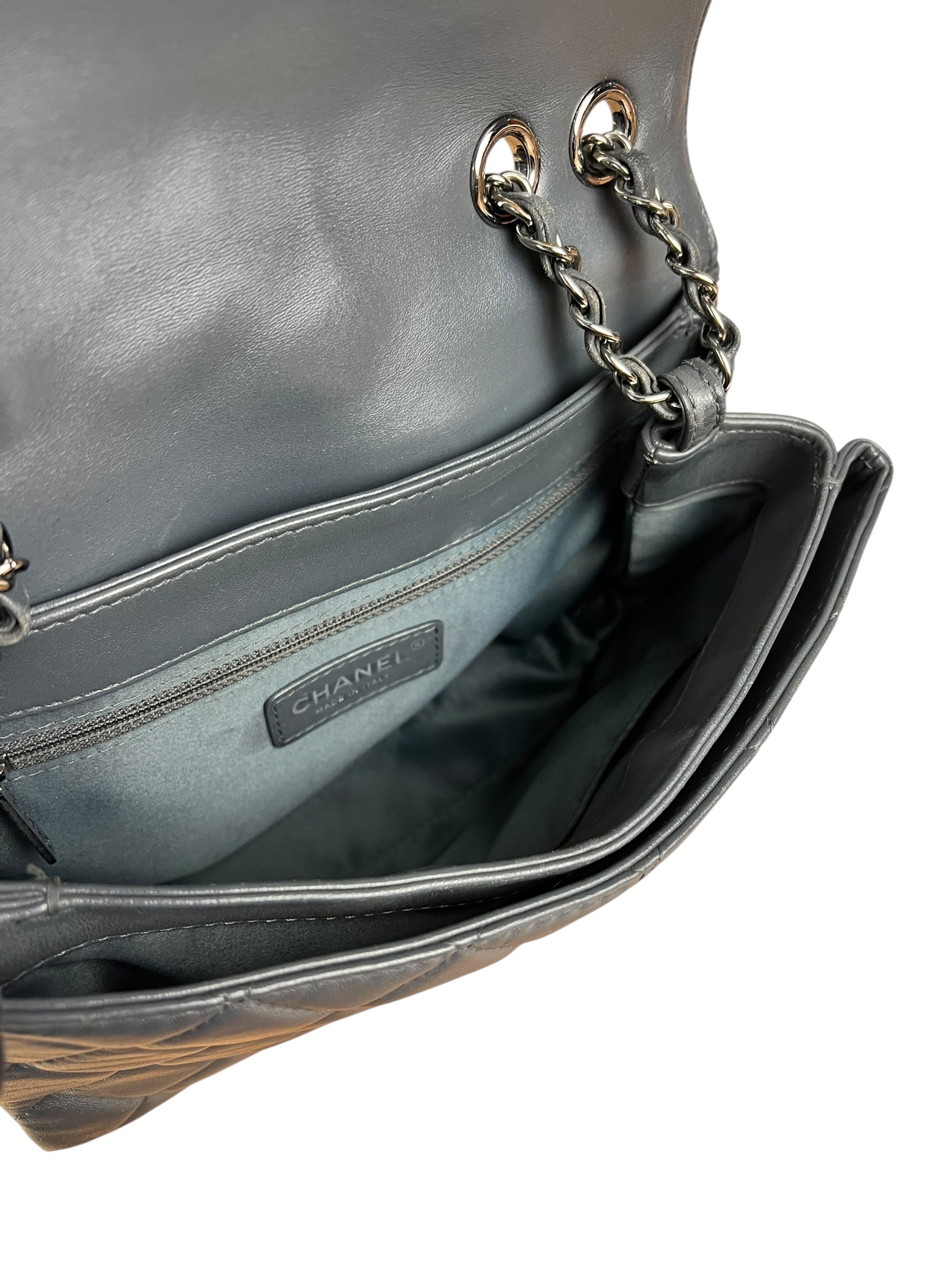 Chanel Dark Grey Quilted Leather Loop Flap Bag 2014