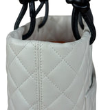 Chanel Vintage White Quilted CC Snake Cambon Ligne Tote 2004