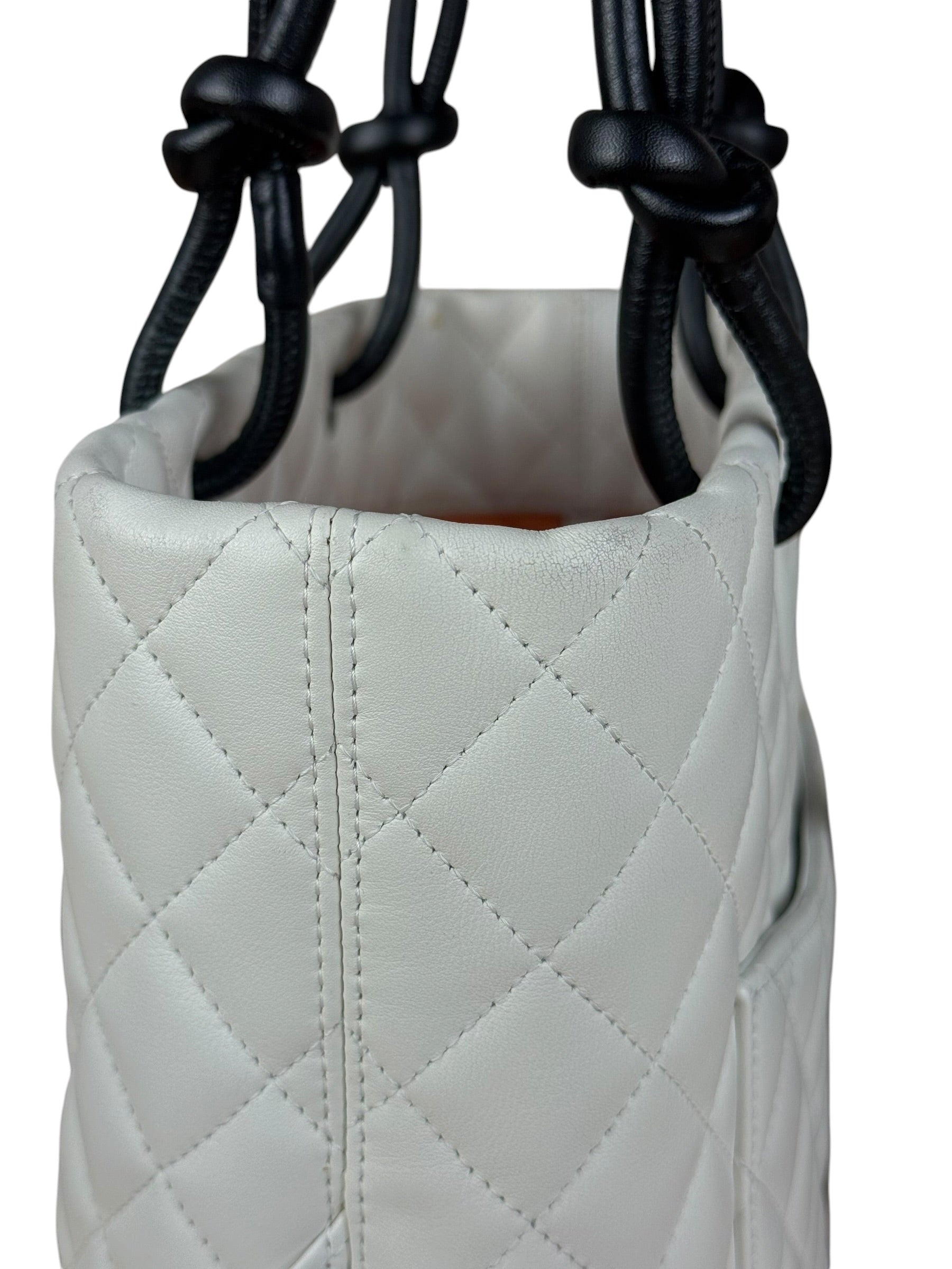 Chanel Vintage White Quilted CC Snake Cambon Ligne Tote 2004