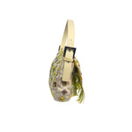 Fendi Cream Leather Trim Beaded Baguette