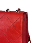 Chanel Red CC Quilted Crumpled Calfskin Flap Bag 2018