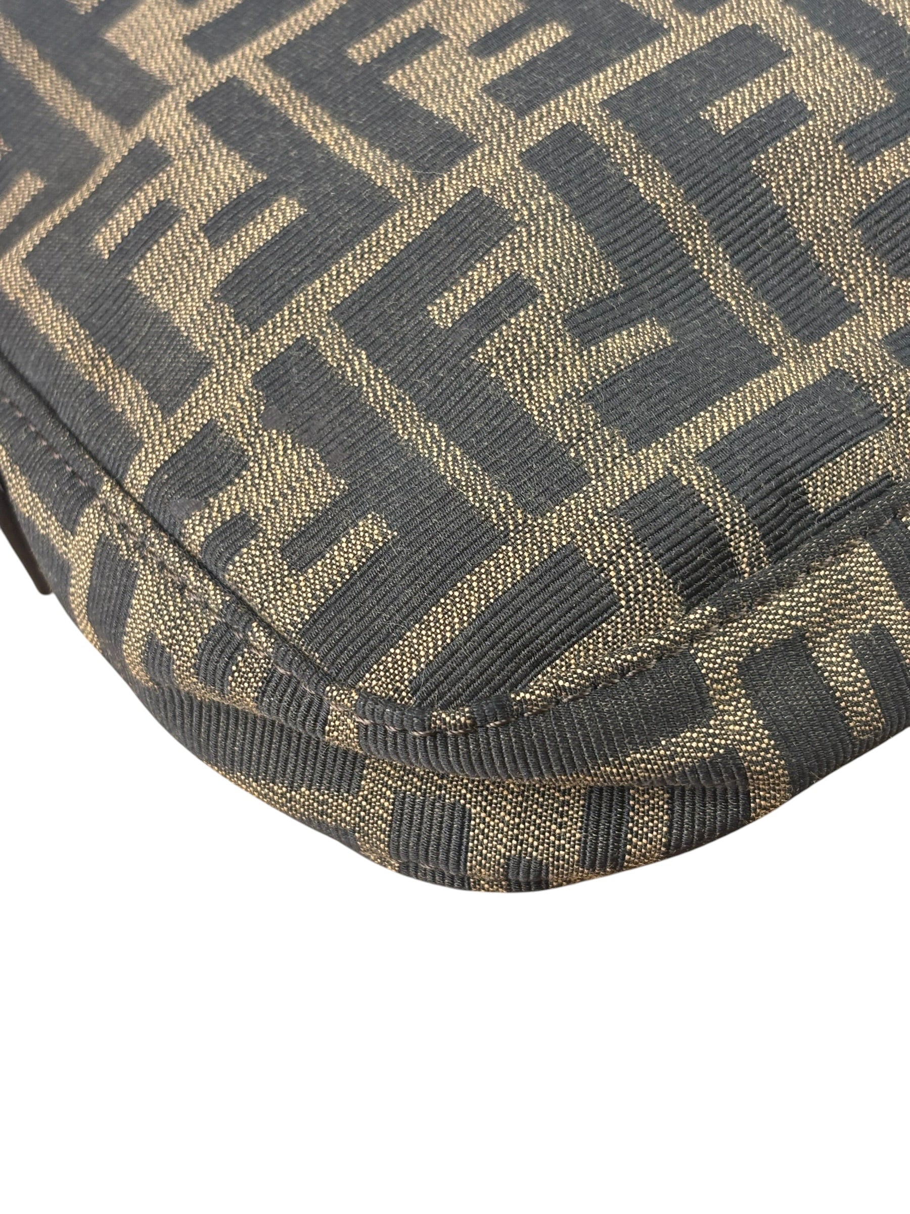 Fendi Brown Leather Trim Baguette