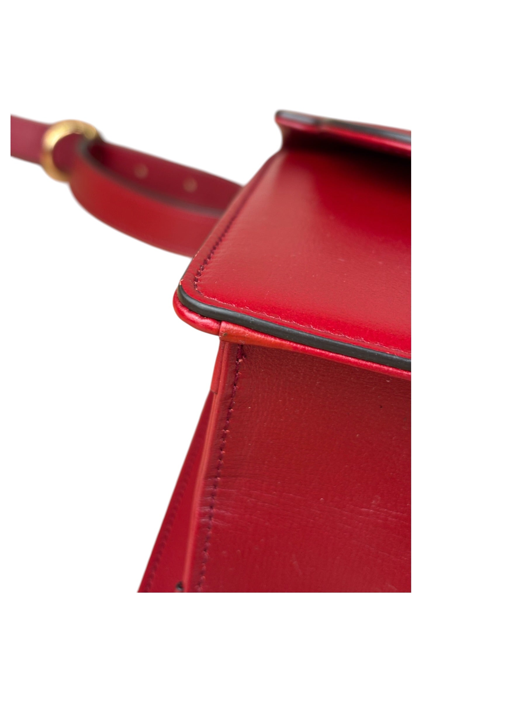 Gucci Red Leather GG Ring Shoulder Bag
