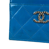 Chanel Blue Patent Quilted CC Cardholder 2016