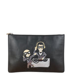 Dolce & Gabbana Black Pebbled Leather DJ Turntable Set Zip Pouch