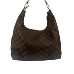 Gucci GG Monogram Brown Nylon Hobo Bag