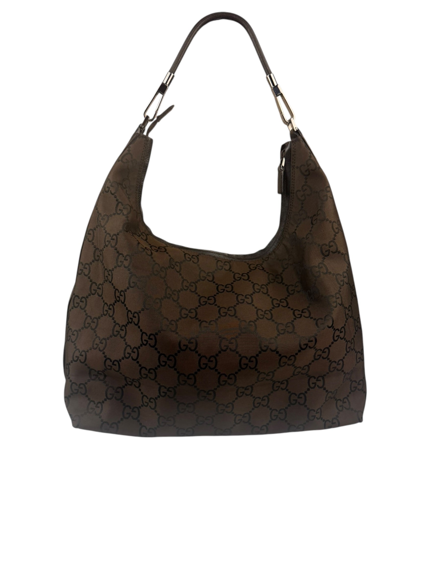 Gucci GG Monogram Brown Nylon Hobo Bag