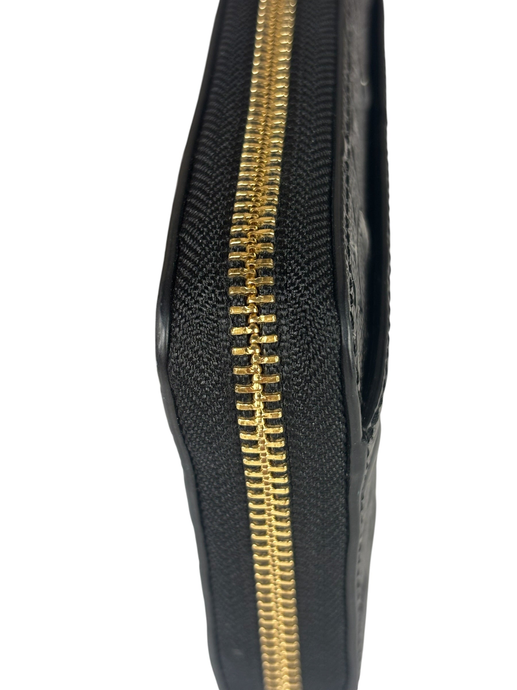 Coach Black Patent Leather Canvas Signature Zip-Around Long Wallet
