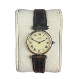 Cartier Must De Vendome Vermeil Cream Roman Dial Brown Strap