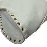 Celine White Grained Leather Studded Poultbot Shoulder Bag
